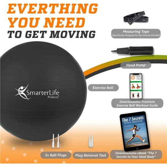 Workout Exercise Ball for Fitness, Yoga, Balance, Stability, Premium Non-Slip - Picture 7 of 7